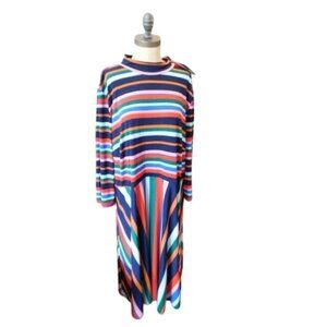 Eloquii Size 24 Plus Size Striped Vback STRETCH 3/4 Sleeve Dress